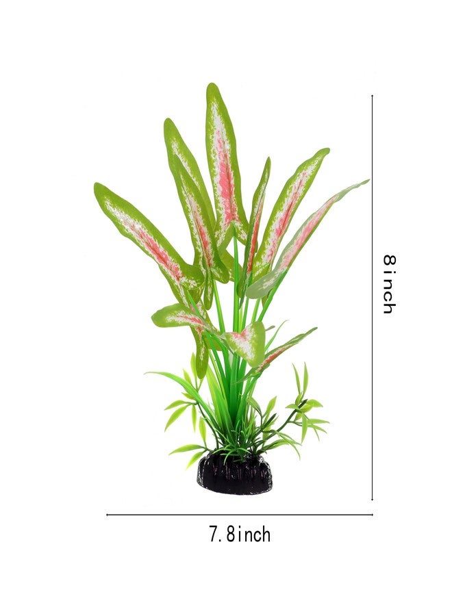 DVHEY Silk Aquarium Plants for Betta Fish Tank, 2 Pcs 8 Inch Small Silk Aquarium Plant Aquatic Water Grass Decoration (Green-Wine, 8 Inch) - Image 2